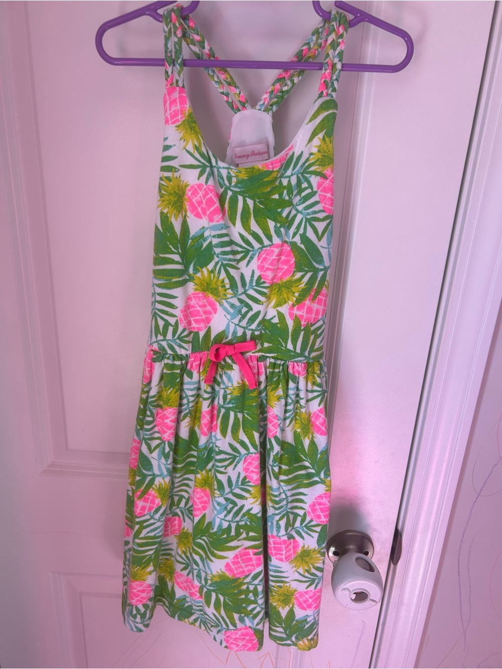 Tommy Bahama Pink & Green Pineapple Print Sundress with Braided Straps